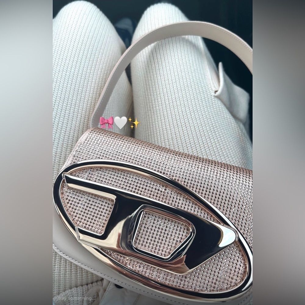 Diesel Pink Crystal Embellished Shoulder Bag